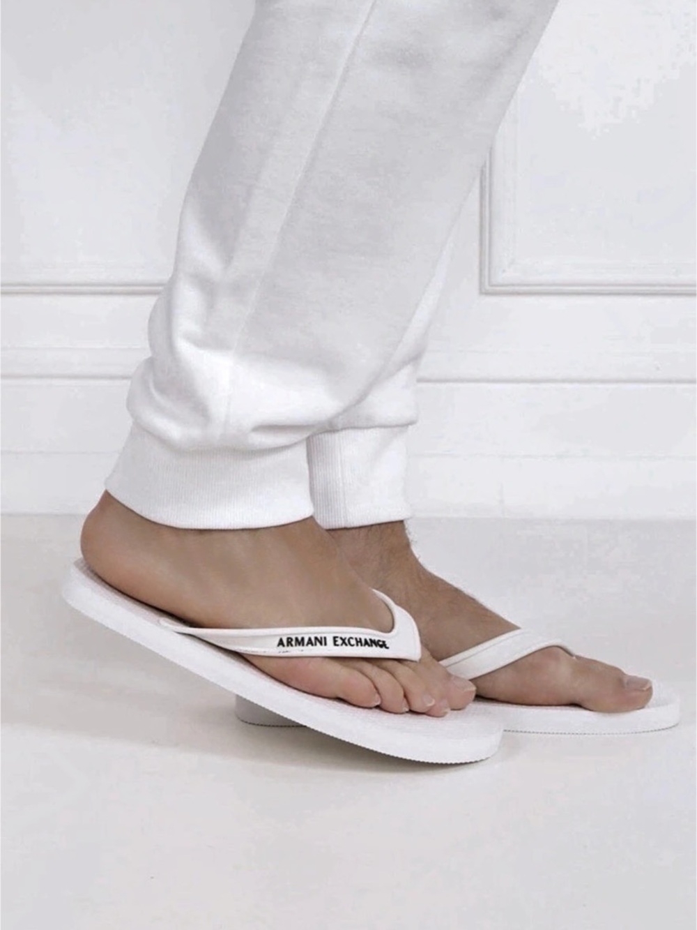 Armani Exchange White Logo Flip Flops Flop Sandals